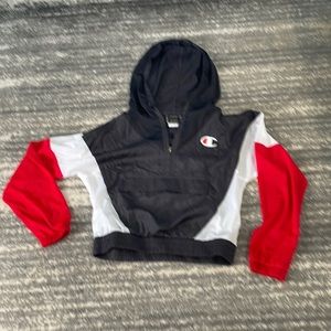 Champion Red, White, and Blue Crop Pullover Rain Jacket Size Small